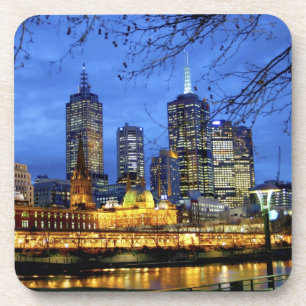 Posavasos Melbourne, Australia. Las vistas nocturnas