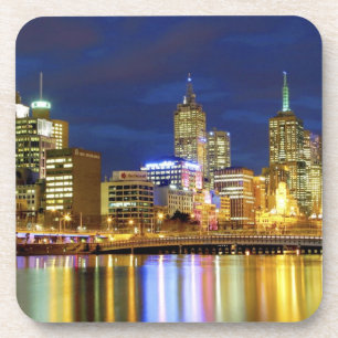 Posavasos Melbourne, Australia. Las vistas nocturnas del 2