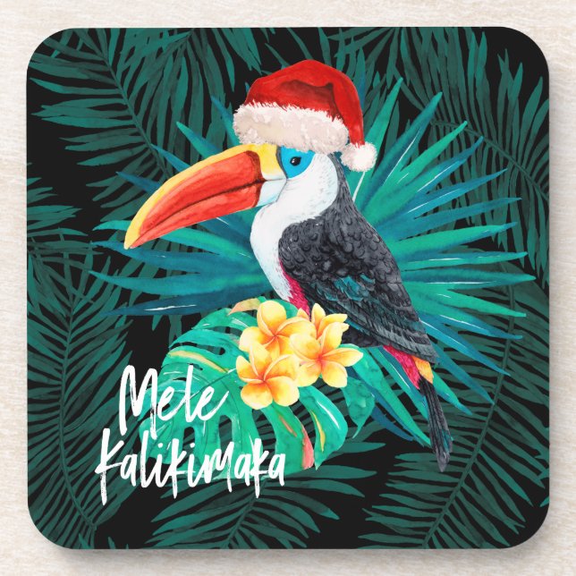 Posavasos Mele Kalikimaka Aves tropicales de la selva (Frente)