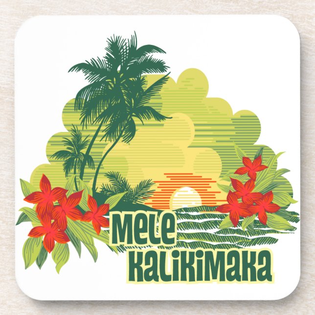 Posavasos Mele Kalikimaka Navidades de la Isla Tropical de H (Frente)