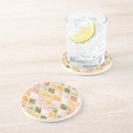 Posavasos Melocotón Naranja Verde Amarillo Rubor Rosa Abstra
