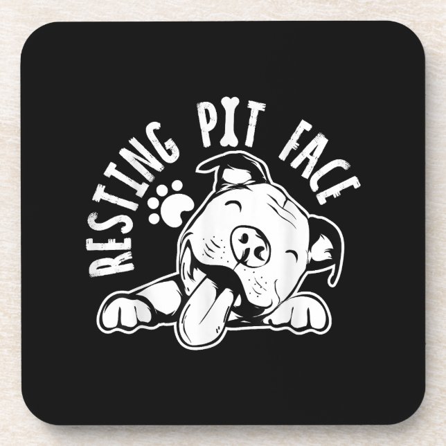 Posavasos Meme de Pitbull, perro gracioso de Resting Pit Fac (Frente)
