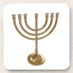 Posavasos menorah de oro<br><div class="desc">Menora,  channukah,  oro metálico,  hannukah,  hebreo,  festividades,  judía,  judía,  judaísmo,  menorah,  chanukah,  hannuka,  channuka,  christmukah,  christmukah,  rabino judío</div>