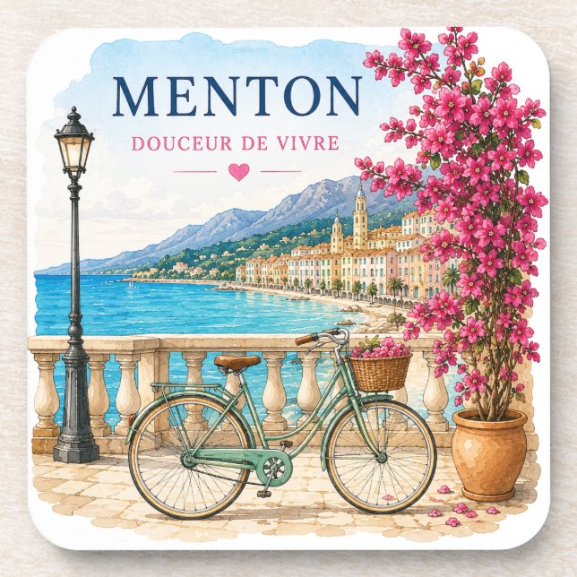 Posavasos Menton French Riviera bicycle  coasters (Frente)