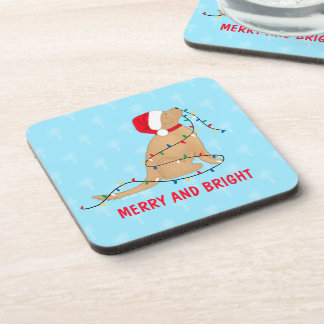 Posavasos Merry Bright Christmas Lights Dog Coaster Set