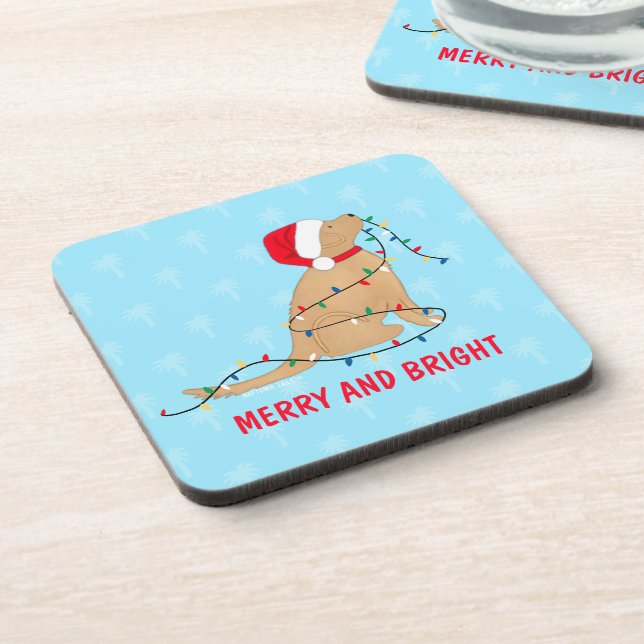 Posavasos Merry Bright Christmas Lights Dog Coaster Set (Lado Izquierdo)