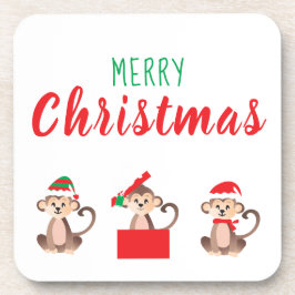 Posavasos Merry Christmas Cute Monkey Jungle