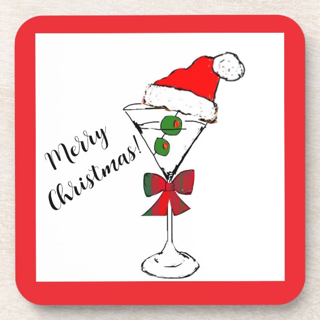 Posavasos Merry Christmas martini hard plastic coasters (Frente)