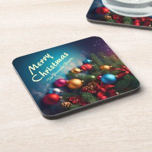 Posavasos Merry Christmas Personalizado Personaliza el texto