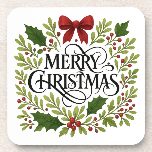 Posavasos Merry Christmas Wreath Coasters Set (Frente)