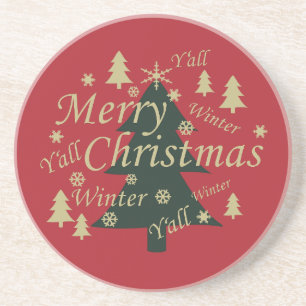 Posavasos Merry Christmas yall pine tree