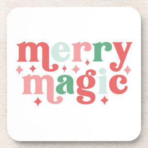 Posavasos Merry Magic - Tipografía de vacaciones coloridas