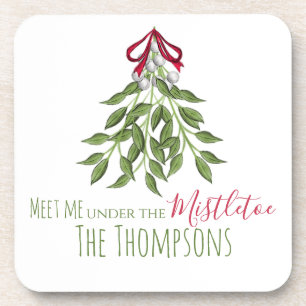 Posavasos Merry Mistletoe con bayas blancas