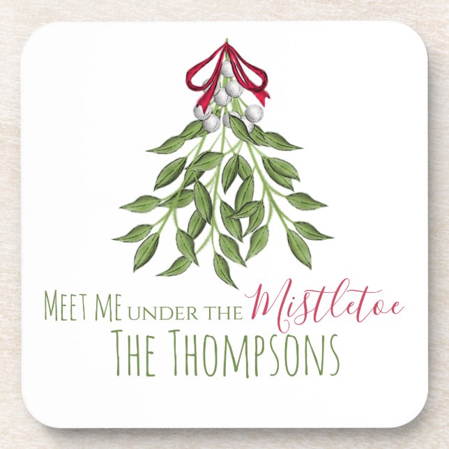 Posavasos Merry Mistletoe con bayas blancas (Frente)