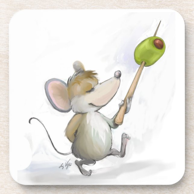 Posavasos Merry Mouse Moe con escayola de corcho de oliva (Frente)