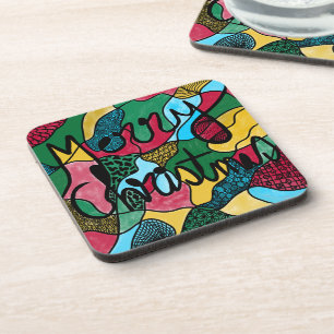 POSAVASOS MERRY NAVIDAD NEUROGRÁFICA Y NEGRO