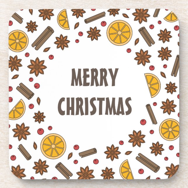 Posavasos Merry Xmas especias de vino tinto (Frente)