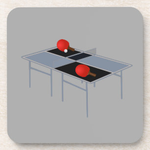 Posavasos Mesa De Ping Pong Con Bats Y Ball,