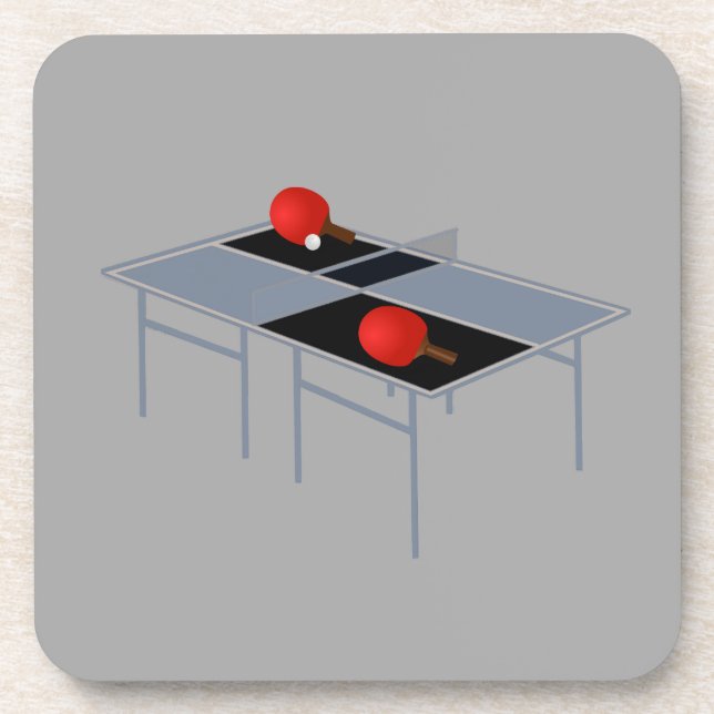 Posavasos Mesa De Ping Pong Con Bats Y Ball, (Frente)