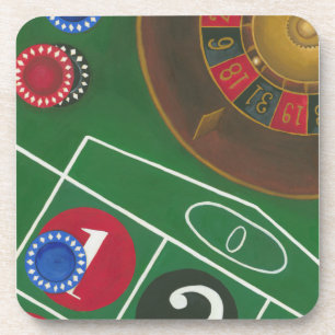 Posavasos Mesa de ruleta con chuletas y ruedas