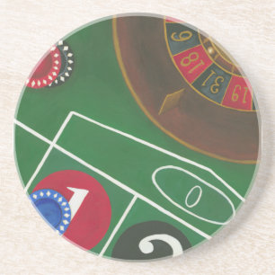 Posavasos Mesa de ruleta con chuletas y ruedas