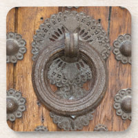 Metal Knocker on Old Wooden Door