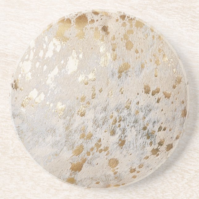 Posavasos Metálico de impresión de Piel de vaca de oro (Frente)