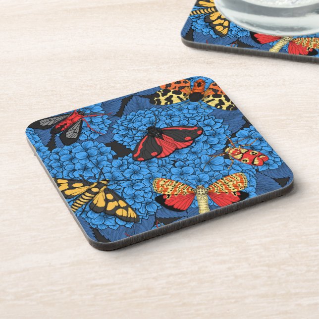 Posavasos Metas en la hidrangea azul (Lado Izquierdo)