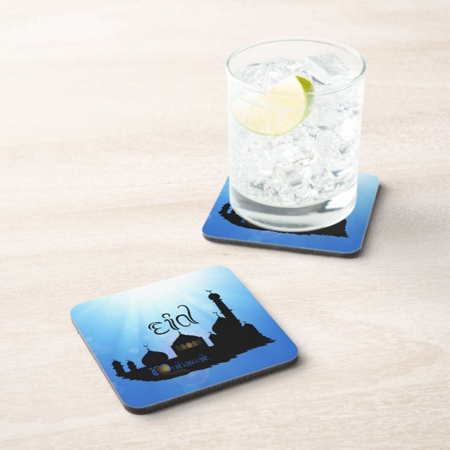 Posavasos Mezquita Eid Mubarak con tipografía (Lado Derecho)