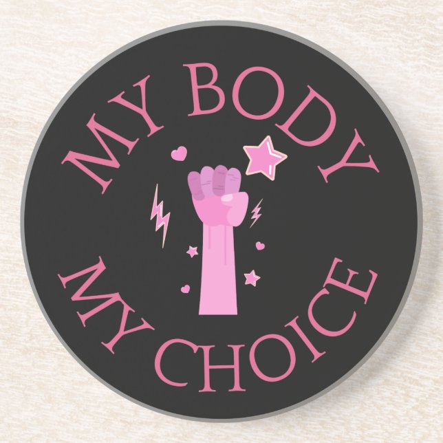 Posavasos Mi cuerpo mi elección Feminista Rosa (Frente)