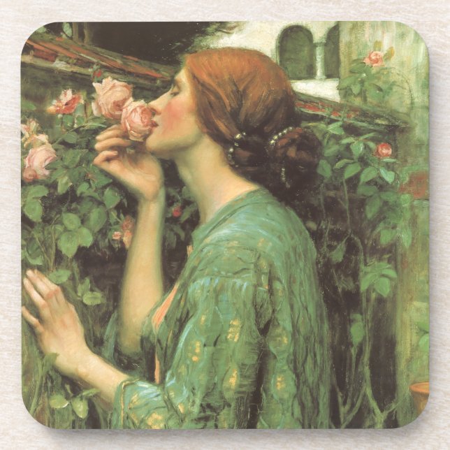 Posavasos Mi dulce Rosa, o el alma del Rosa por Waterhouse (Frente)