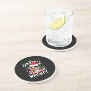 Posavasos Mi espíritu navideño es Whiskey Jersey Feo Navidad