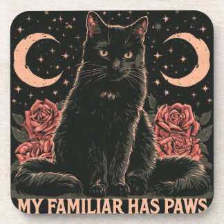 Posavasos Mi Familiar Tiene Patas - Gato Negro Místico y Ros