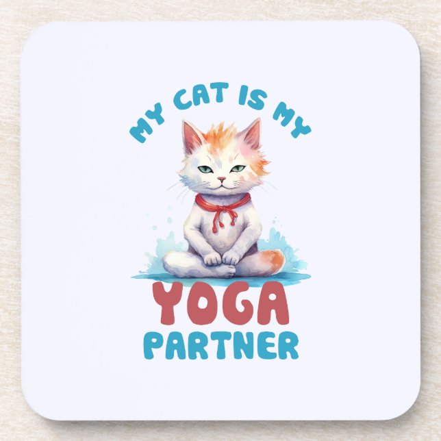 Posavasos Mi Gato Es Mi Pareja De Yoga -Gato Mediador Adorab (Frente)