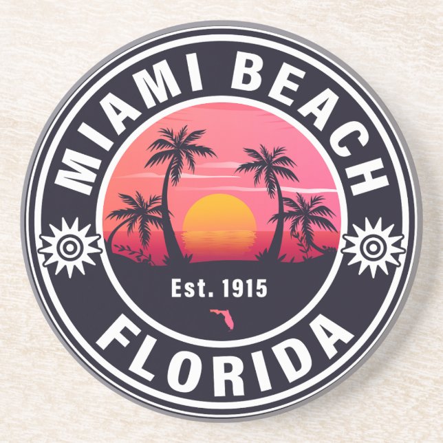Posavasos Miami Beach Florida Retro Sunset Souvenirs 60 (Frente)
