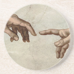 Posavasos Michaelangelo manos creación adam dios