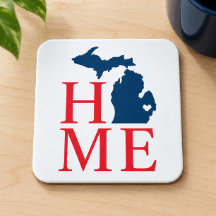 Posavasos Michigan Casa Rojo Personalizado Azul Blanco Coraz