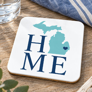 Posavasos Michigan Hogar Aqua Azul Marino Corazón de Ciudad