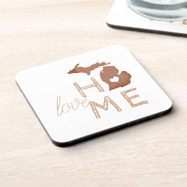 Posavasos Michigan Silhouette con Heart Love Copper