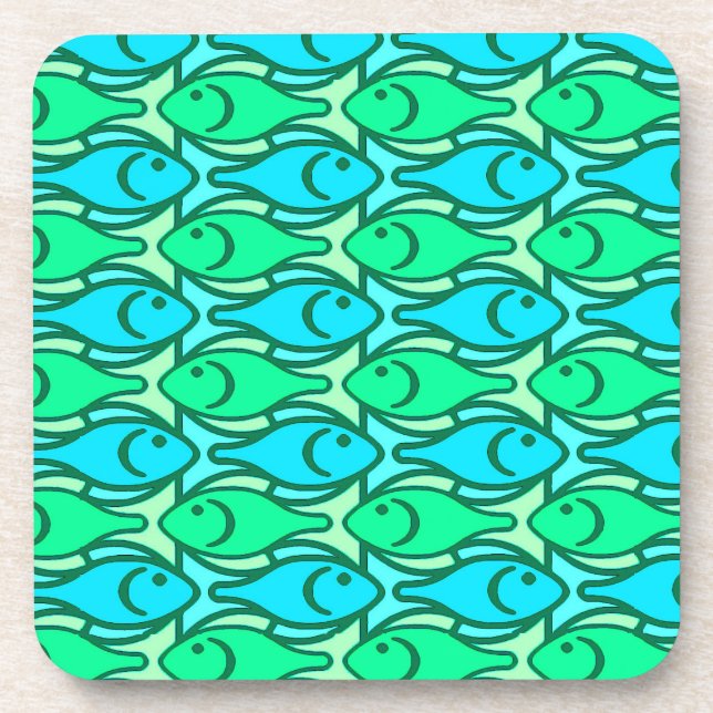 Posavasos Mid-Century Modern fish, jade green (Frente)