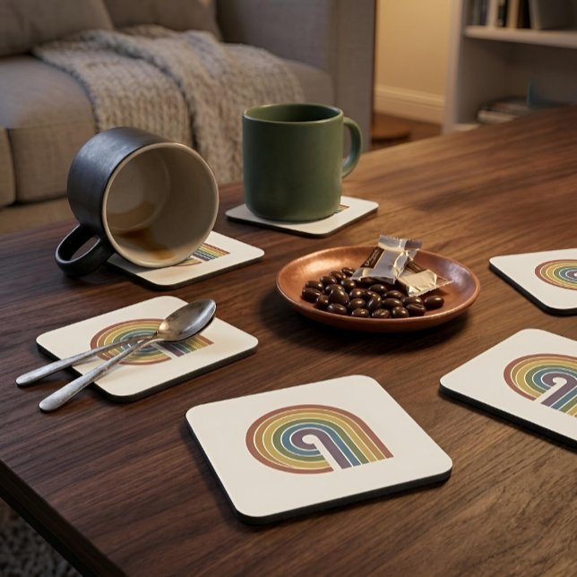 Posavasos Mid-Century Modern Pride Hard Plastic Set of 6 (Lifestyle Shot)
