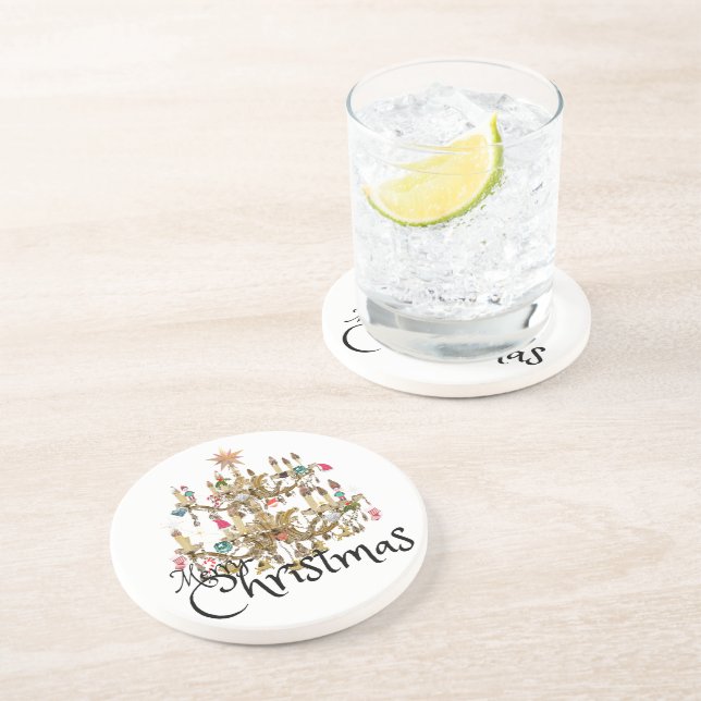 Posavasos Mikitiez clásicas whitechristmas luz jollyholly (Lado)