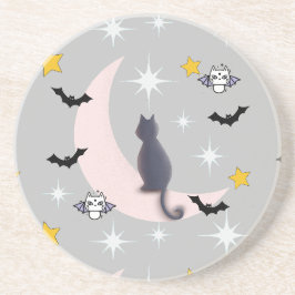 Posavasos Mikitiez gato negro bat halloween otoño luna de in