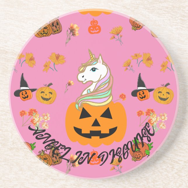 Posavasos Mikitiez halloween unicorn espeluznante otoño de o (Frente)