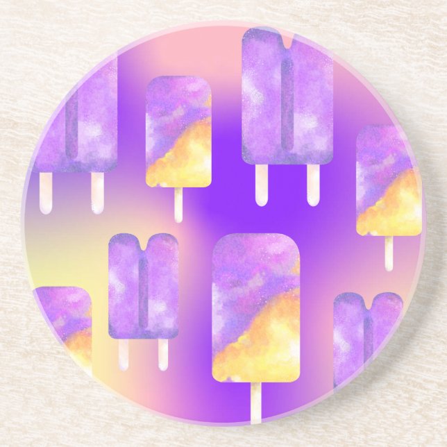 Posavasos Mikitiez verano arcoiris púrpura pala de oro (Frente)