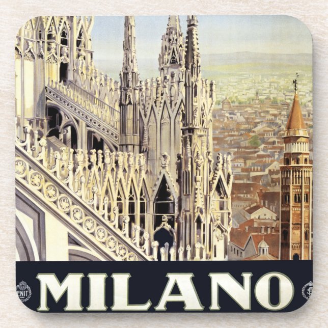 Posavasos Milán Italia Catedral gótica Duomo Viaje de época (Frente)