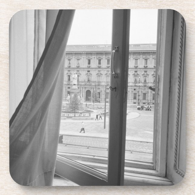 Posavasos Milán Italia, vista desde la ventana de La Scala O (Frente)