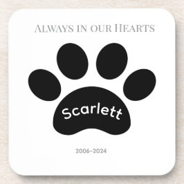 Posavasos Minimalist Black & White Paw Print Tribute
