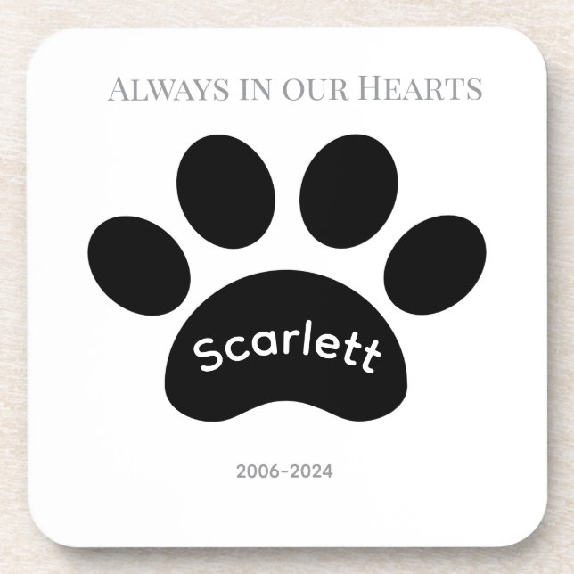 Posavasos Minimalist Black & White Paw Print Tribute (Frente)