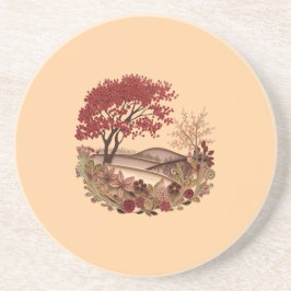 Posavasos Minimalist quilling design Countryside in Autumn